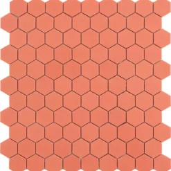 Mosaïque hexagonal mat corail