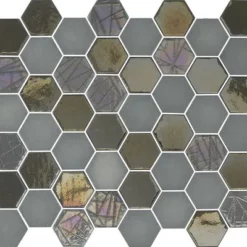 Mosaïque hexagonal nacré gris