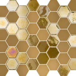 Mosaïque hexagonal nacré mustard