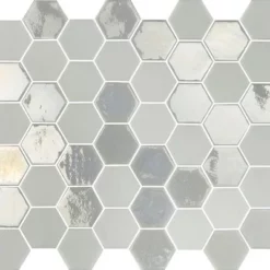 Mosaïque hexagonal nacré blanc