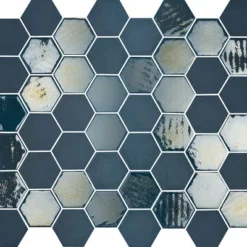 Mosaïque hexagonal nacré bleu