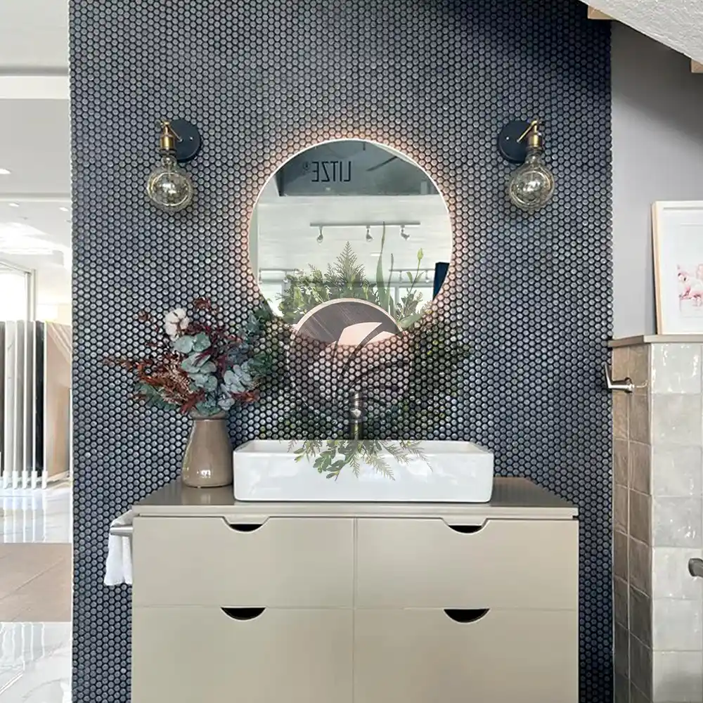 Mosaïque Ronde Gris Foncé Matte – Image 3