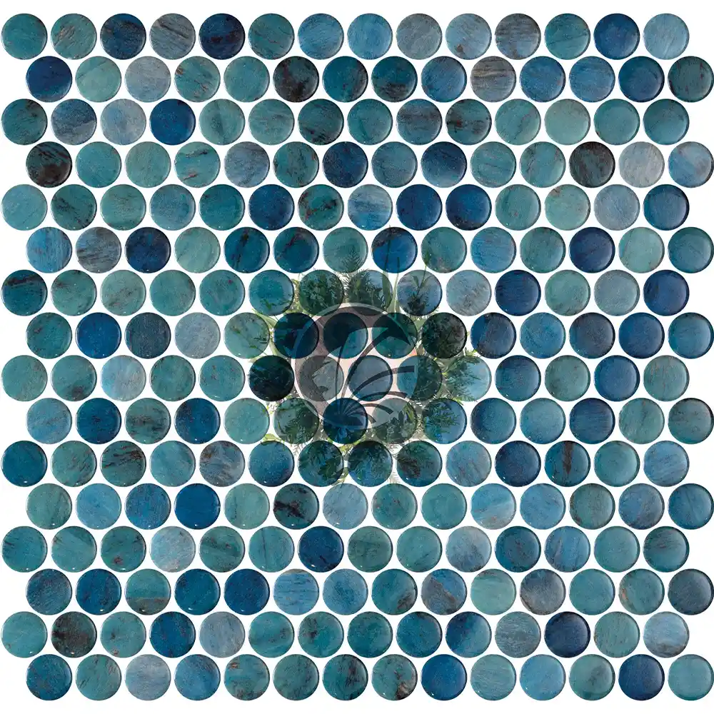 Mosaïque Ronde Florest Bleu