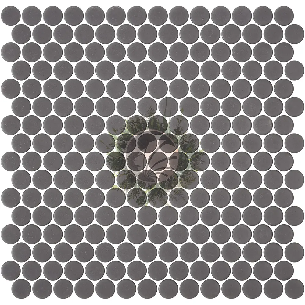 Mosaïque Ronde Gris Foncé Matte